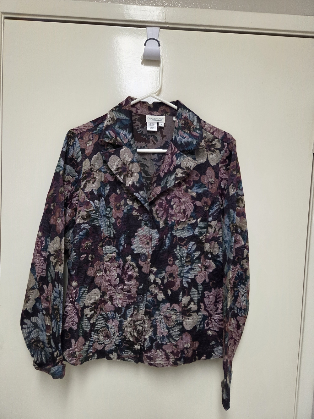 Vintage 90s Coldwater Creek Floral Tapestry Multicolor Jacket Size Medium